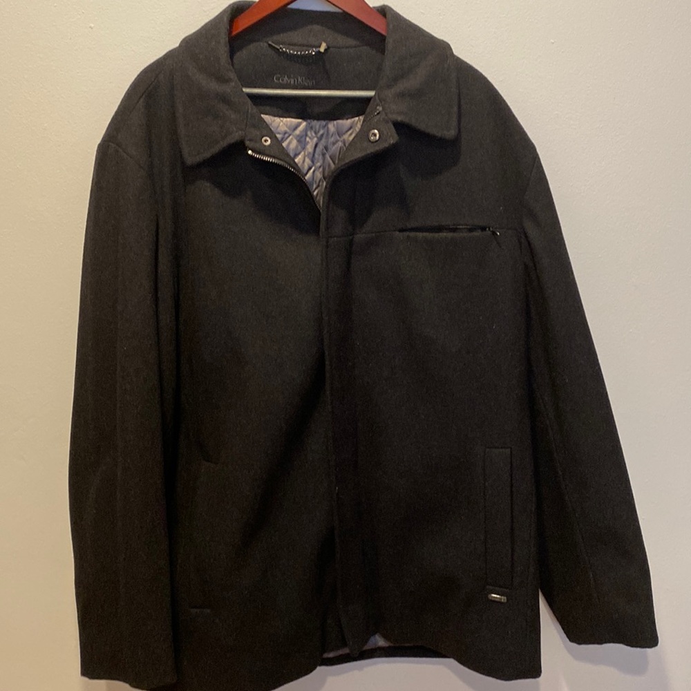 Calvin Klein Mens Wool Dress Coat XL Black